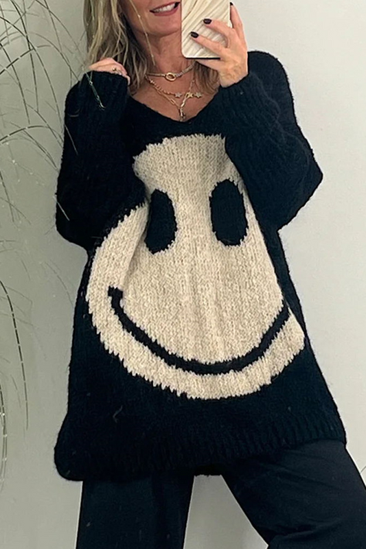 Tops casuales de cuello en V con tejido de contraste sólido