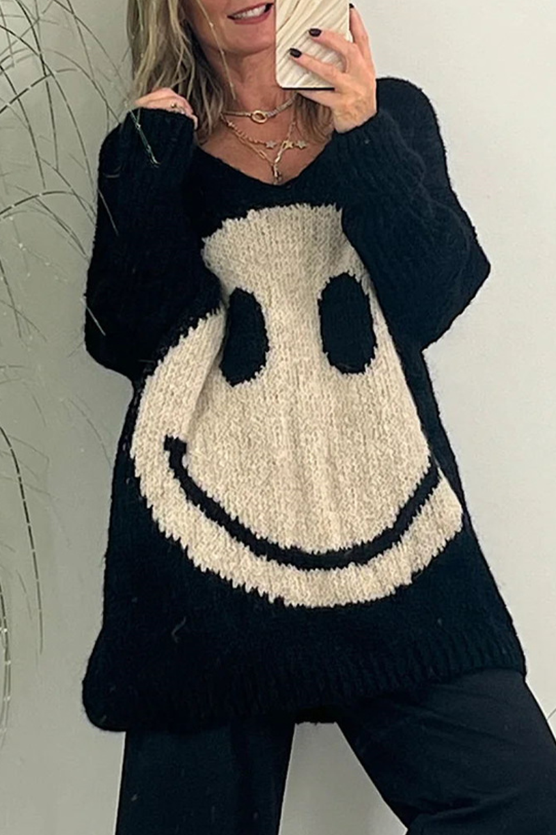 Casual Solid Contrast Weave V Neck Sweaters(7 Colors)