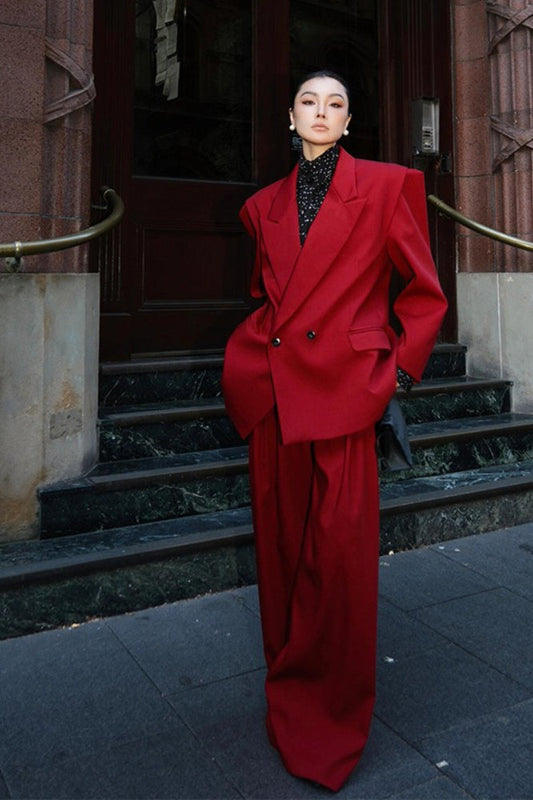 Oversized Blazer Wide Leg Pants Two Piece Set