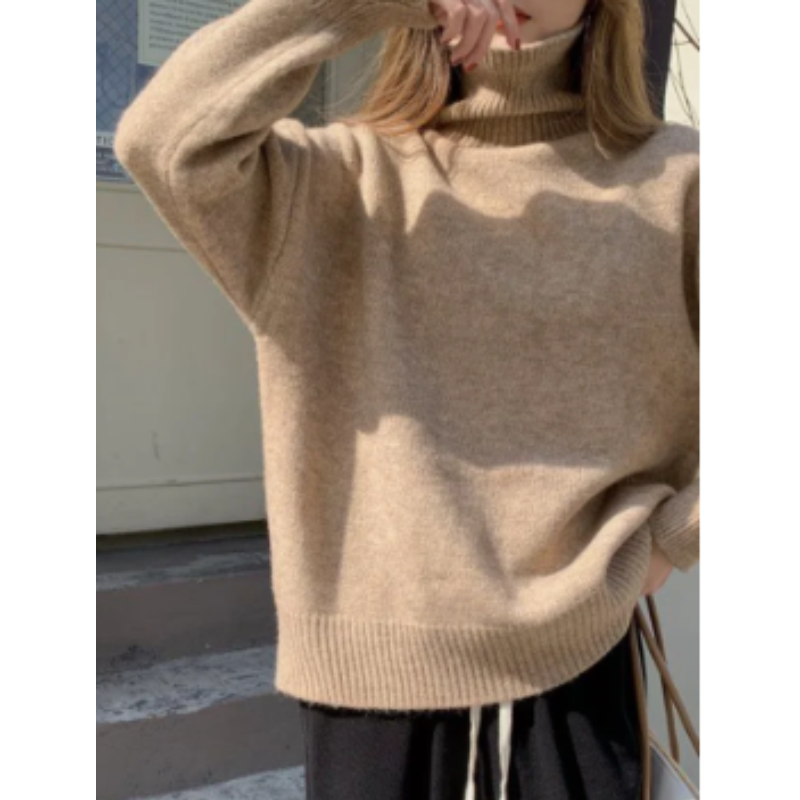 Jersey de punto holgado y suave con cuello alto para mujer | Ideal para otoño/invierno