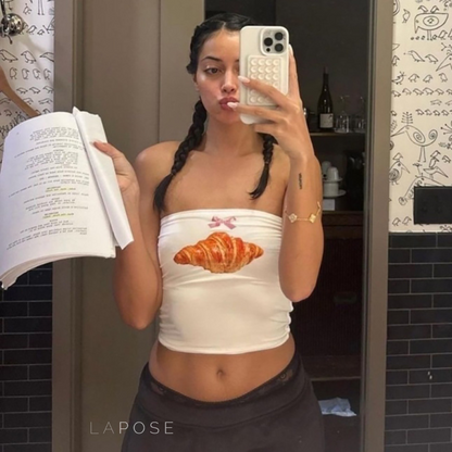 Charly Croissant Print Tube Top