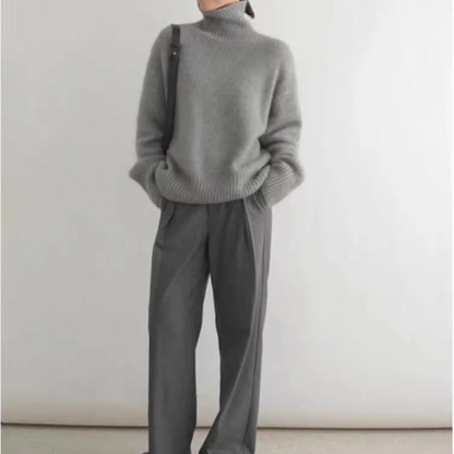 Jersey de punto de cuello alto de corte holgado para mujer | Ideal para otoño/invierno