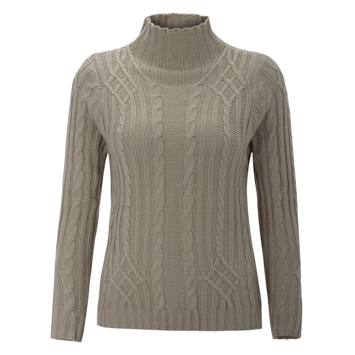 Jersey de cuello alto de punto trenzado suave para mujer | Ideal para otoño/invierno