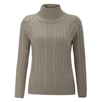 Jersey de cuello alto de punto trenzado suave para mujer | Ideal para otoño/invierno