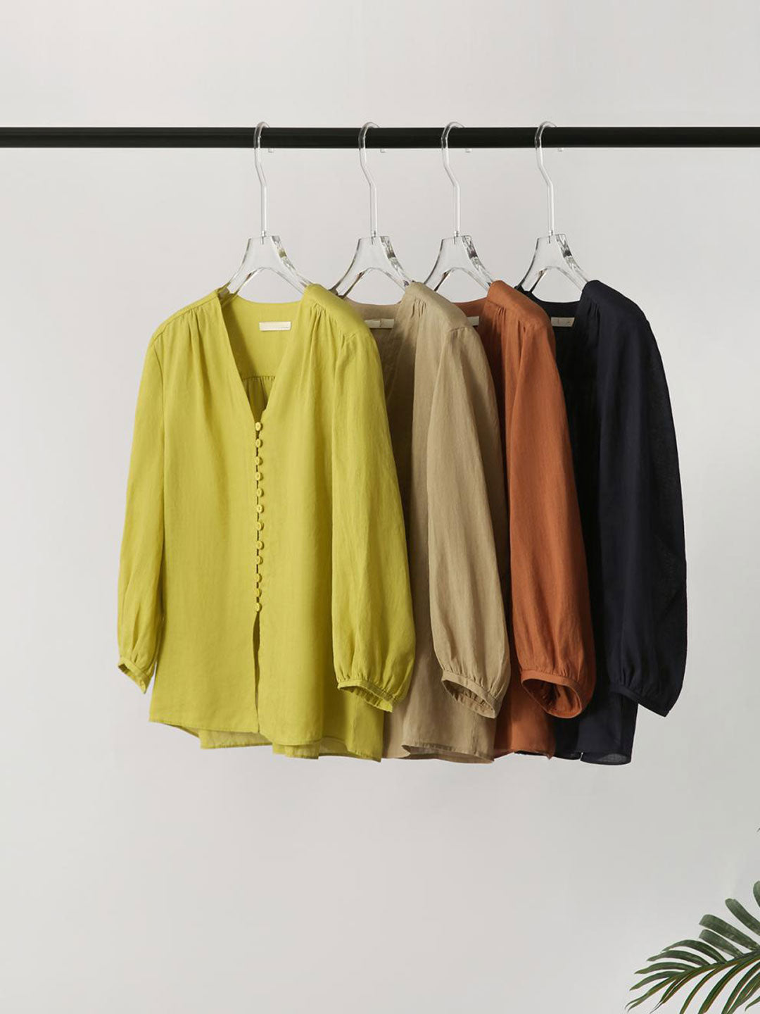 Molly Elegant Puff Sleeve Loose Shirt-Brown