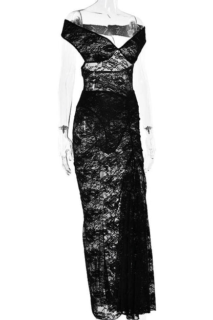 Conjunto de falda sin espalda Lace Whisper