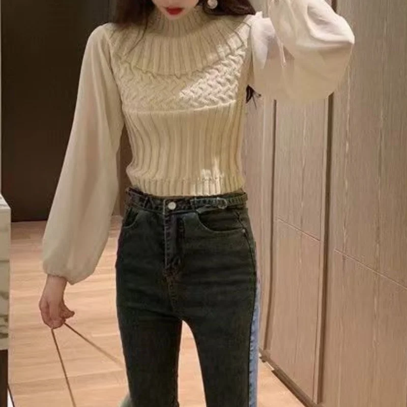Chaleco de punto moderno para mujer con mangas transparentes | Ideal para otoño/invierno
