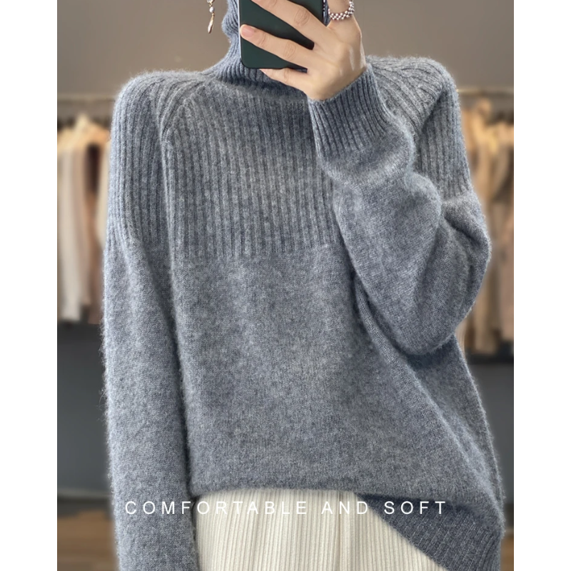 Suéter de cuello alto acanalado para mujer | Ideal para otoño/invierno
