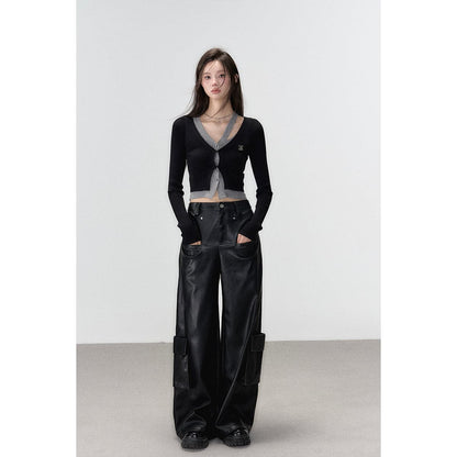 Elegant Black Knit Long Cardigan With Hollow Out Design