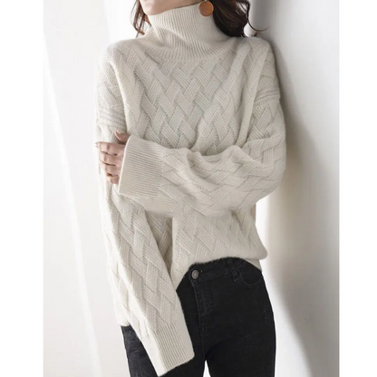 Jersey de punto grueso y moderno para mujer con estampado en zigzag | Ideal para otoño/invierno