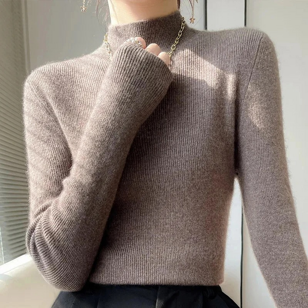 Jersey de cuello alto ajustado y grueso para mujer | Ideal para otoño/invierno