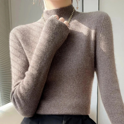 Jersey de cuello alto ajustado y grueso para mujer | Ideal para otoño/invierno