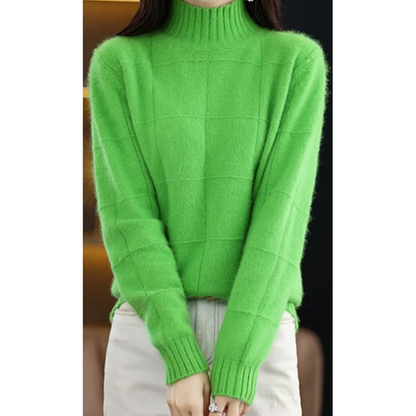 Jersey de cuello alto de punto trenzado holgado para mujer | Ideal para otoño/invierno