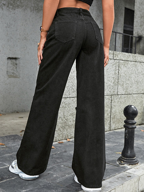 Basic High Rise Ripped Boyfriend Jeans