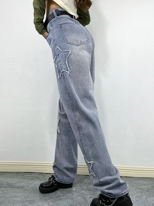Distressed Star Patch Boyfriend Jeans