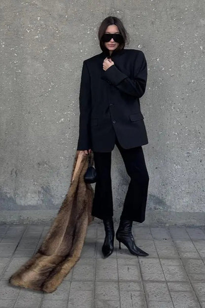 Fluffy Faux Fur With Pockets Luxury Women’s Winter Scarf
