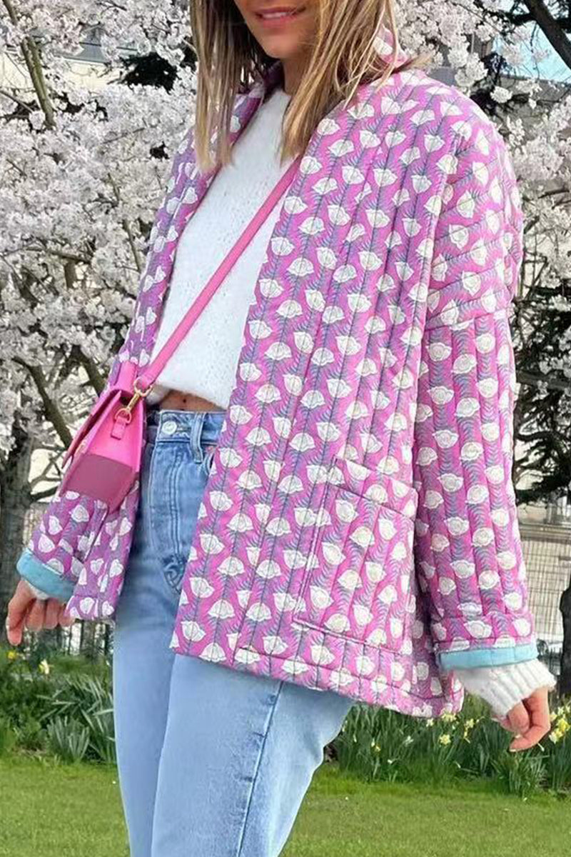 Elegante cárdigan con cuello de bolsillo y parches geométricos