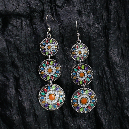 Vintage Geometric Patchwork Earrings