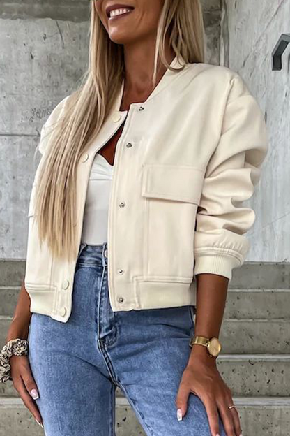 Prenda de abrigo informal sencilla con cuello mandarín y hebilla de bolsillo (6 colores)
