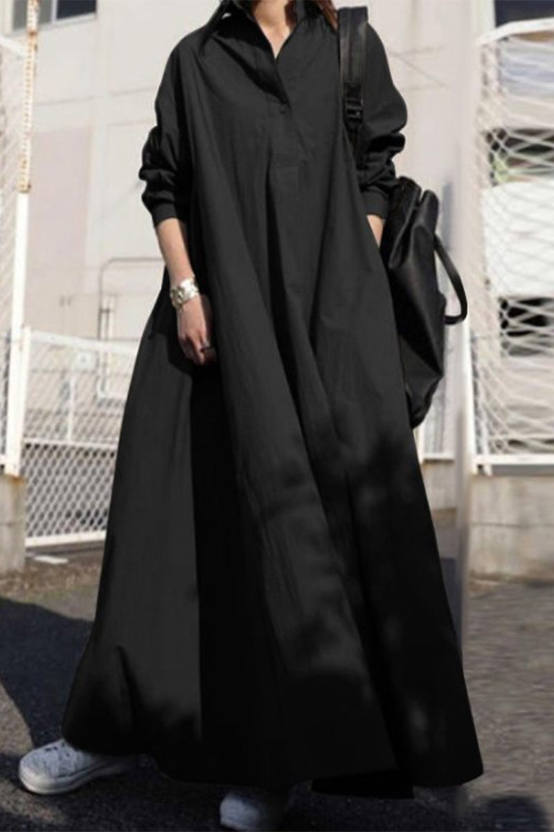 Casual Simplicity Solid POLO collar Princess Dresses(3 Colors)