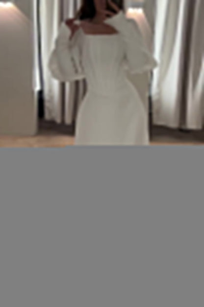 Celebrities Elegant Solid Flounce Square Collar Evening Dress Dresses