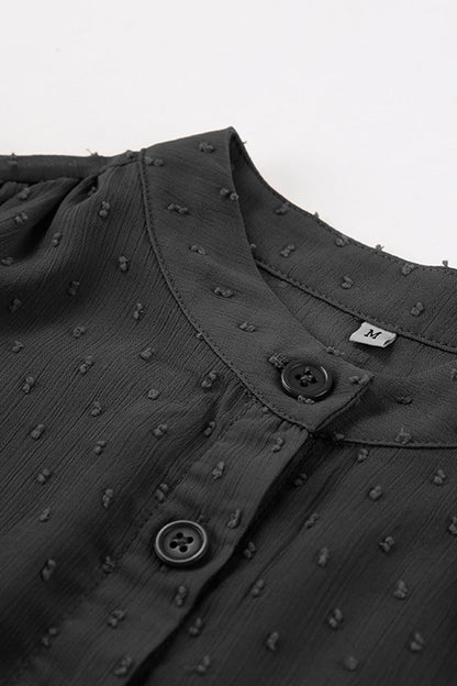 Sweet Elegant Solid Flounce Mandarin Collar Blouses