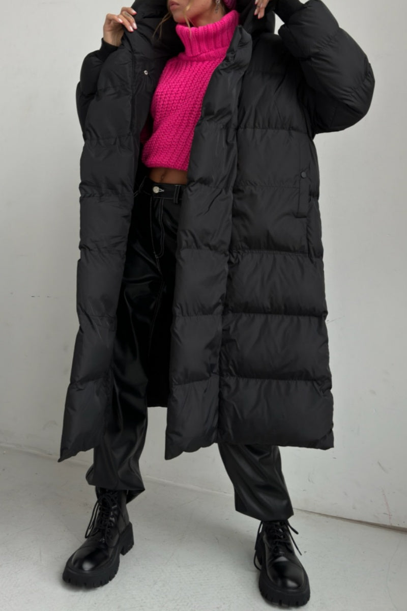 Cárdigan informal liso con cuello y capucha