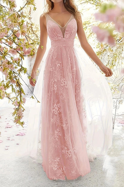 Sexy Formal Solid Lace V Neck Evening Dress Dresses(3 Colors)