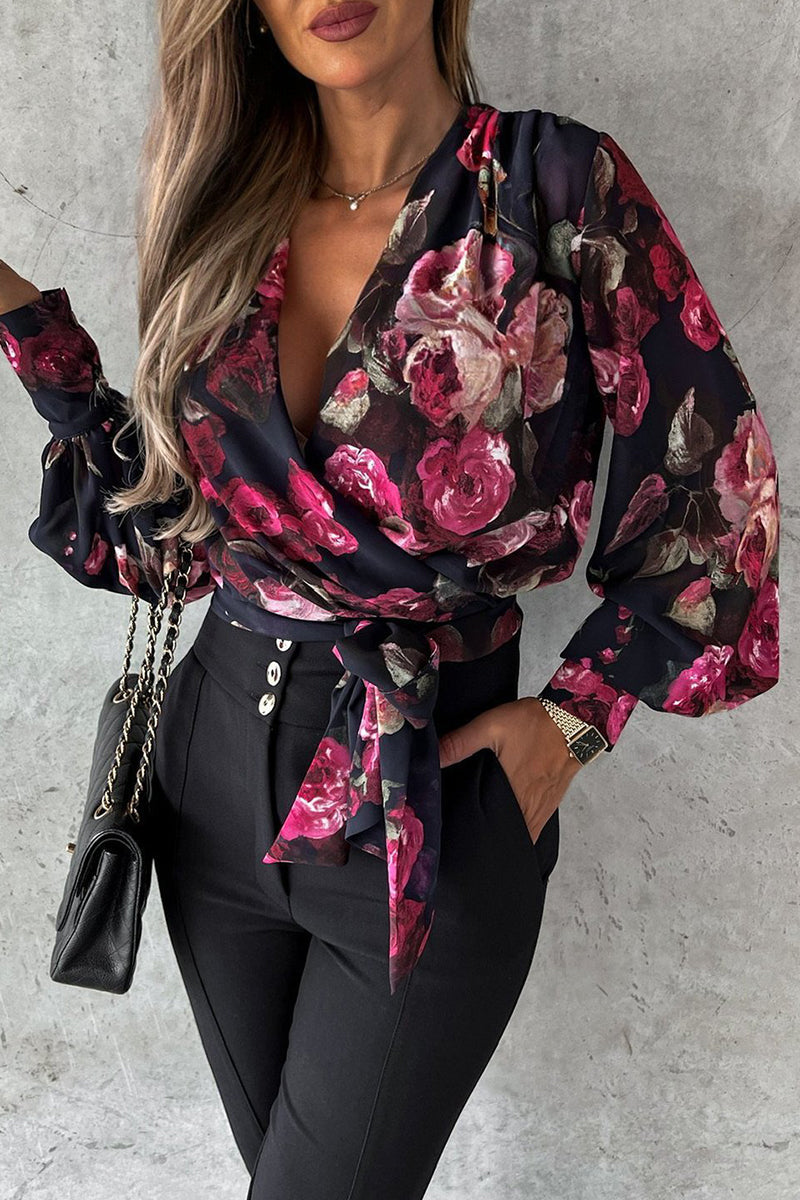 Blusas sexis elegantes con estampado floral y escote en V (3 colores)