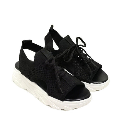 Casual Bandage Hollowed Out Patchwork Fish Mouth Comfortable Out Door Shoes(4 Colors)