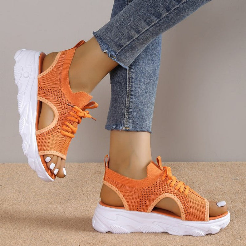 Casual Bandage Hollowed Out Patchwork Fish Mouth Comfortable Out Door Shoes(4 Colors)