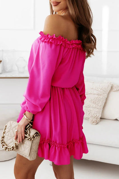 Sweet Solid Flounce Off the Shoulder Princess Dresses(5 Colors)