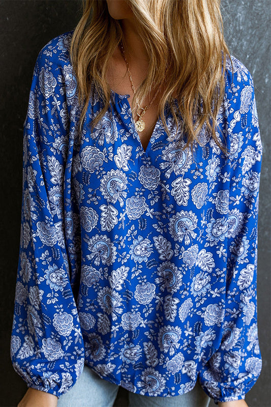 Bohemian Vintage Floral V Neck Blouses
