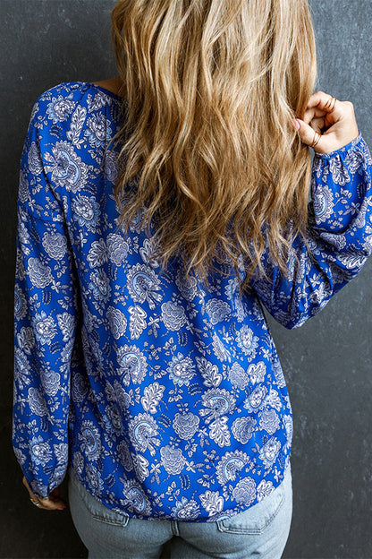 Bohemian Vintage Floral V Neck Blouses