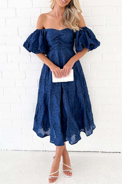 Sweet Elegant Solid Fold Off the Shoulder A Line Dresses(3 Colors)