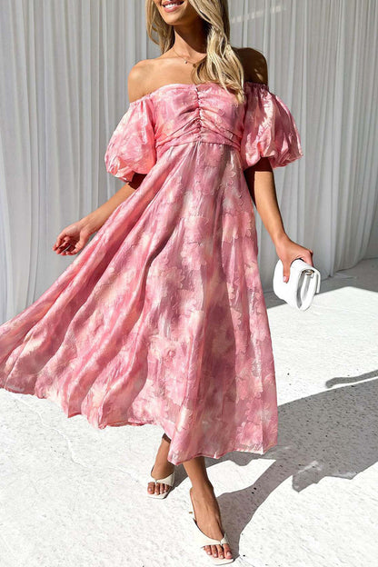 Sweet Elegant Solid Fold Off the Shoulder A Line Dresses(3 Colors)