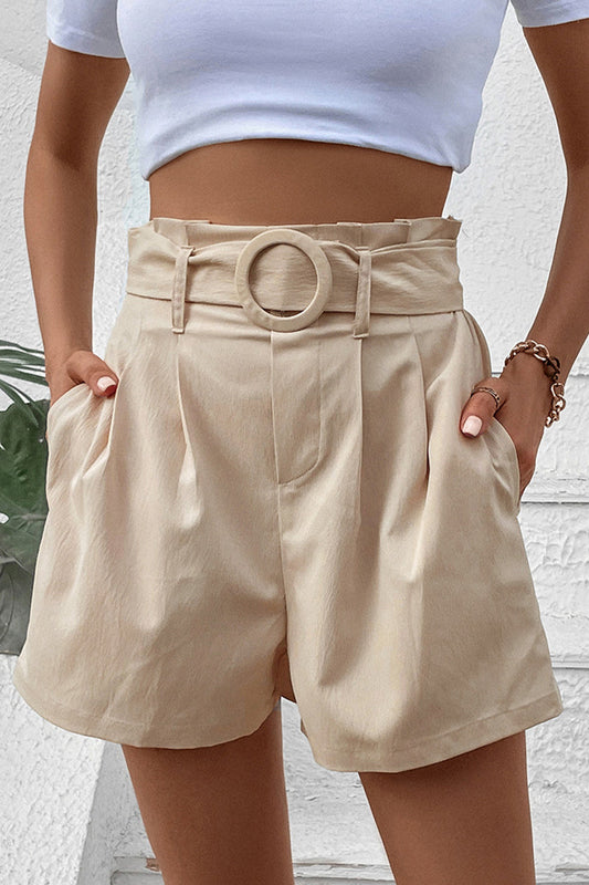 Pantalones casuales lisos con bolsillos, sueltos, de cintura alta, rectos, de color liso