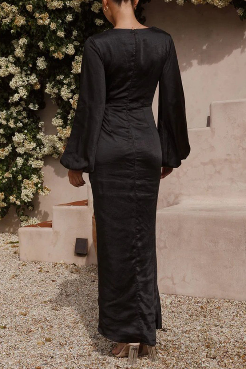 Vestidos elegantes de celebridades con escote en V y banda sólida en forma de A