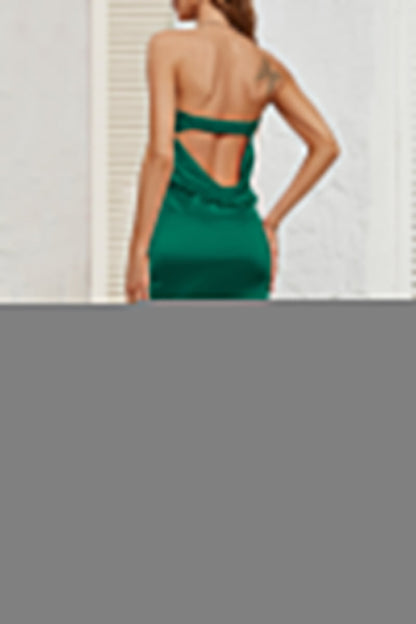 Sexy Solid Backless Strapless One Step Skirt Dresses