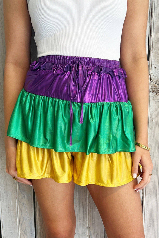 Sexy Color Block Contrast High Waist Type A Patchwork Bottoms