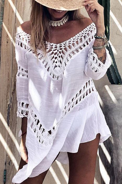 Traje de baño sexy de vacaciones sólido ahuecado para cubrirse