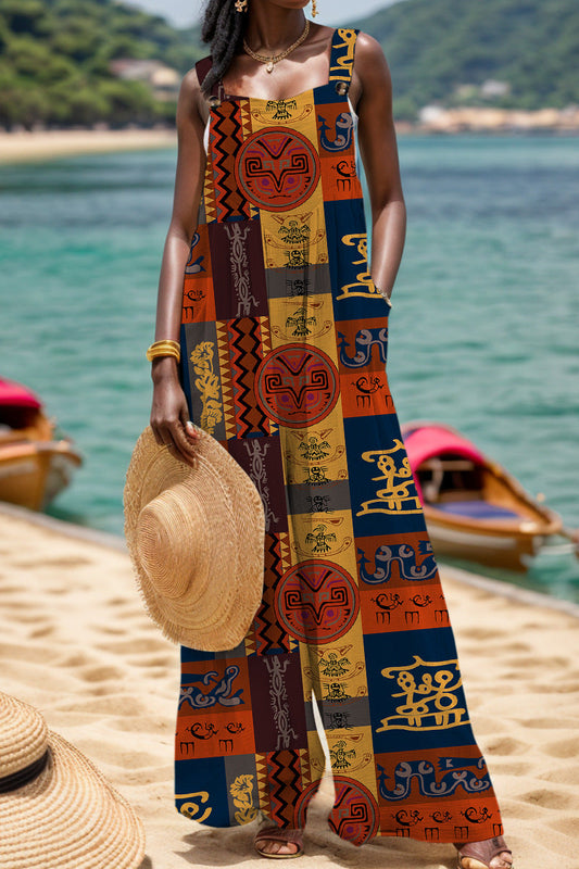 Monos casuales con cuello cuadrado, espalda descubierta y estampado regular