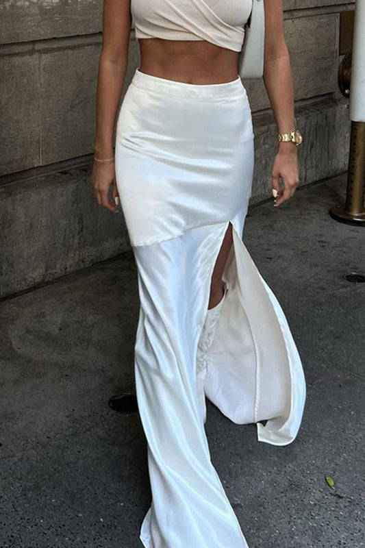 Celebrities Elegant Solid Slit Regular High Waist Type A Solid Color Bottoms