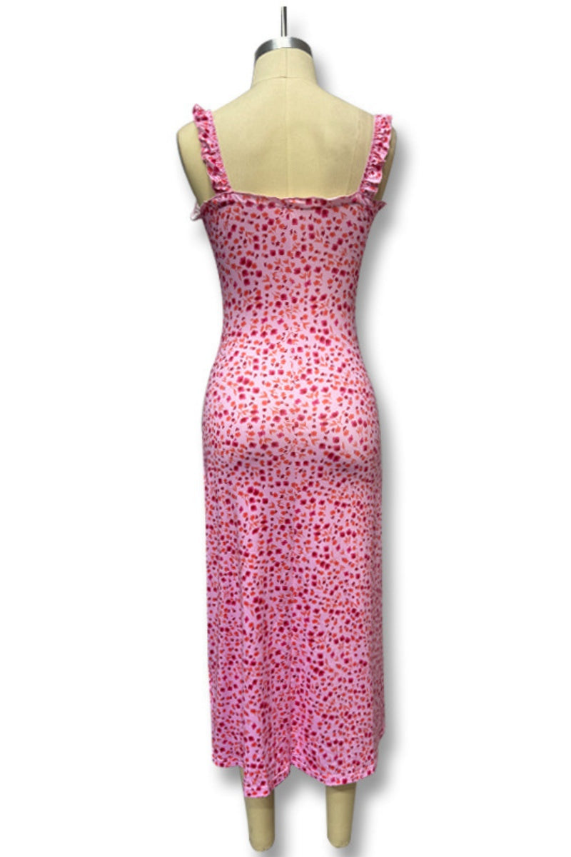 Vestido informal sin mangas con tirantes finos, espalda descubierta y estampado bohemio