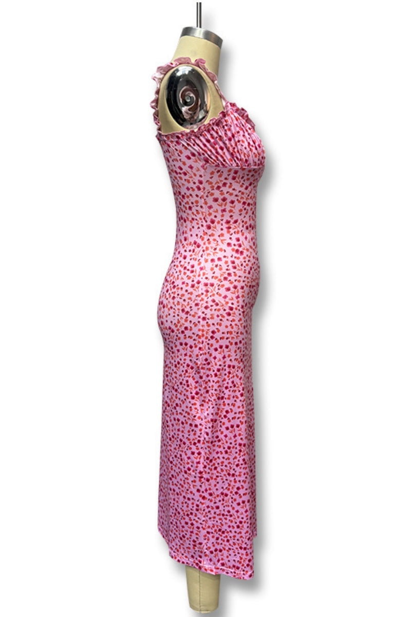 Vestido informal sin mangas con tirantes finos, espalda descubierta y estampado bohemio