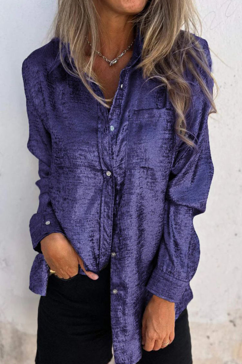 Blusas casuales de cuello vuelto con lentejuelas lisas (8 colores)