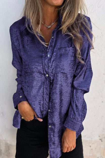 Blusas casuales de cuello vuelto con lentejuelas lisas (8 colores)
