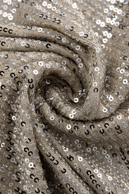 Vestidos sexis de fiesta con lentejuelas sólidas y cuello redondo con falda cruzada