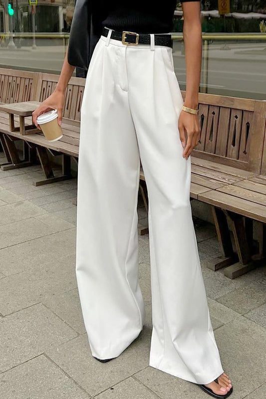 Pantalones casuales de estilo británico con bolsillos sólidos, sueltos y rectos, de color sólido