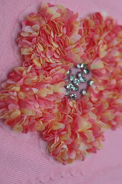 Sweet Solid Appliques Contrast O Neck Sweaters(4 Colors)